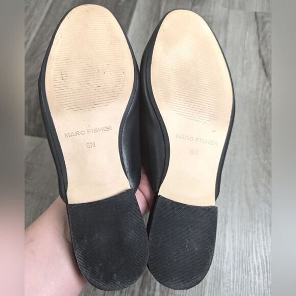Marc Fisher Wrangler black leather floral embroidered flats mules womens 6 - Picture 6 of 6